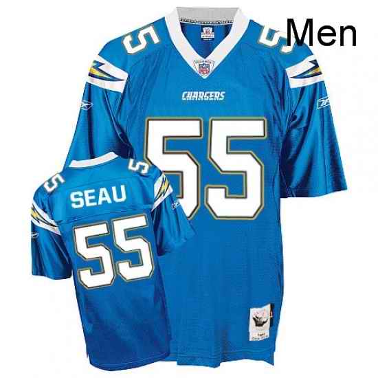 Mitchell And Ness Los Angeles Chargers 55 Junior Seau Authentic Light Blue Throwback NFL Jersey